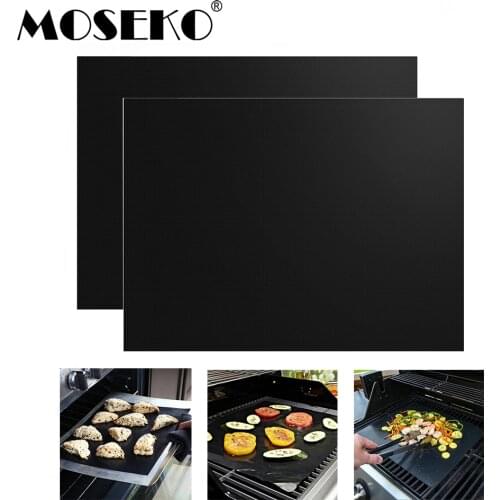 MOSEKO 2pcs Barbecue Grill Mat 33*40cm Non-stick Reusable BBQ Grill Mats Sheet Grill Foil BBQ Liner Cooking Tool