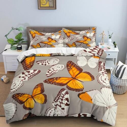 Butterfly Printed Duvet Cover Bedding Sets With Pillow Case Luxury Microfiber Bedspread Queen/King Size for Kids Christmas Gifts
