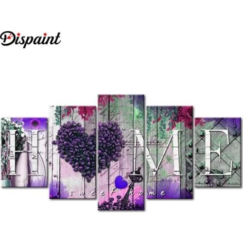 Dispaint 5pcs Full Square/Round Drill 5D DIY Diamond Painting "home sweet home" Multi-picture Combination Embroidery 5D Gift