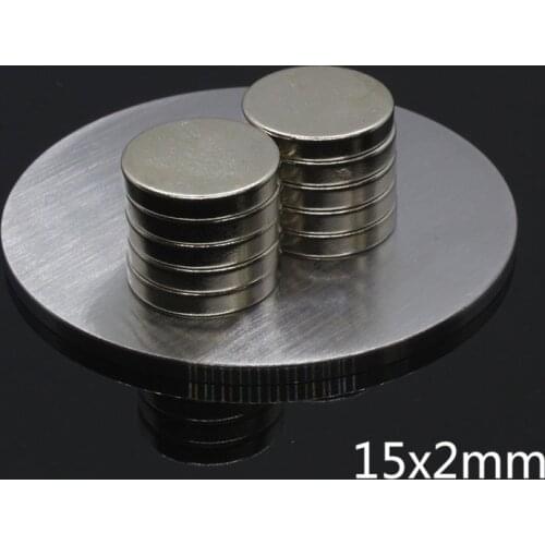 10pcs Neodymium magnet 15x2 Rare Earth small Strong Round permanent 15*2 mm NdFeB nickle magnetic sheet Not Rust