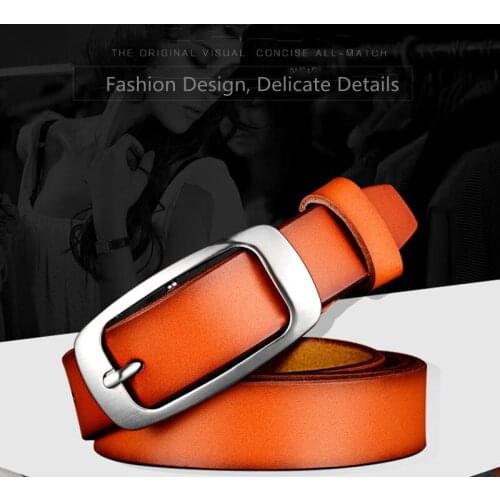 New Luxury Brand High quality Women Genuine Leather Belts Silver Lock Pin Buckle Dress Jeans Waistband Belt Width 2.8cm