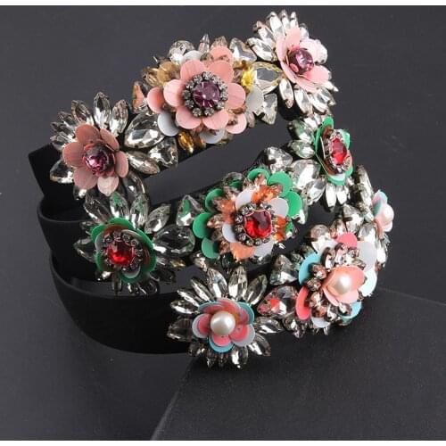 New Baroque fashion Headband Ladies inlaid colorful Rhinestone scales Gorgeous personality prom travel Hair Accessories 839