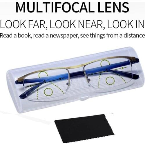 Progressive Multi-focus Reading Glasses for Men Women 2021 Anti-blue Light Near Far Readers Glasses Anti-radiation Metal Gafas