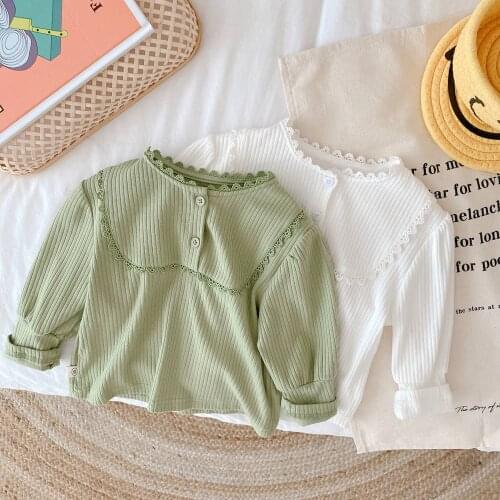 Girls Autumn T-shirt Baby Infants Kids Children Long Sleeve Cotton Tops T-shirts Basic Tee Outfits ADK326