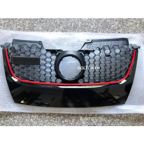 ABS Front Bumper Grille Red Strip Center Hood Grills mesh grill For Volkswagen Golf MK 5GTI Bumper 2006-2009
