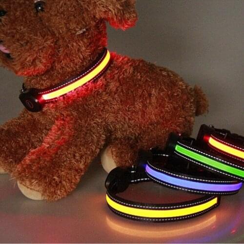 Adjustable Multi-color LED Pet Collar Night Safety Pet Collar Luminous Safety Flashing Glow Light LED Collar Leash