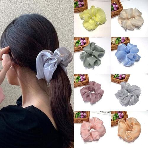 1PC Fashion Bright Mesh Hair Ring Oversized Hair Scrunchies Large Intestine Elastic Hair Band Solid Color Hair Accessories