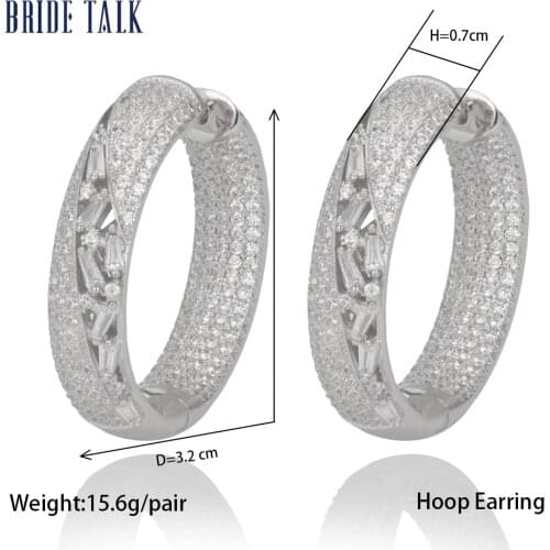 Bride Talk Brand Luxury Earrings Full Crystal Classic Thick Gold Earring Charming Hoop Eardrop Bridal Jewelry Gift High Quality