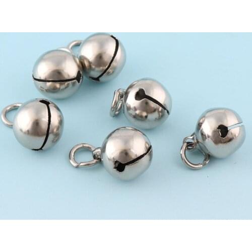 Silver Jingle Bells Blocks 50pcs 13mm Christmas Bells with split rings Wedding Bells Kettle Bells Pet Collar Bells Wands