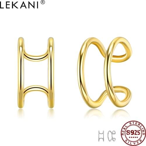 LEKANI 925 Sterling Silver Clip Earrings For Women Gold Earring Female Anniversary Minimalist Fashion Jewelry Recommend On Sale