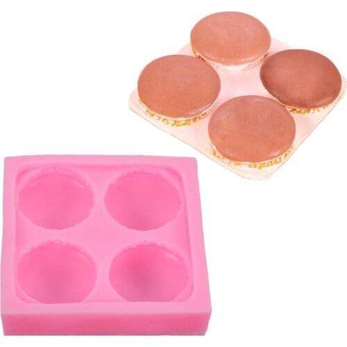 4 Cavity Macarons Shaped Silicone Cake Mold Chocolate Biscuit Mousse Fondant Cupcake Mould