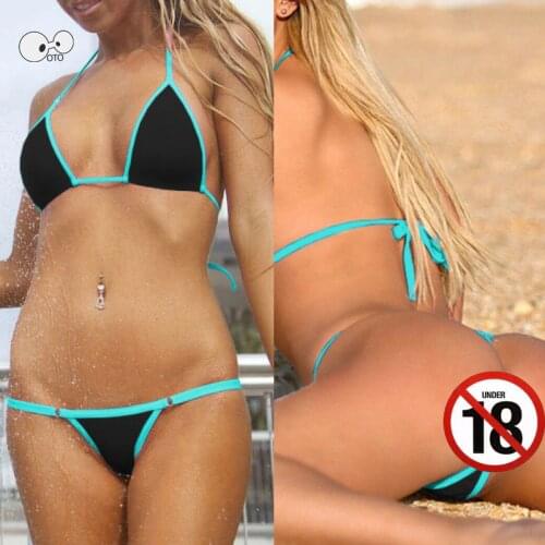 Brazilian G-String Thong Micro Bikini Set Women Transparent Swimsuit Sexy Solid Swimwear Costumes Bandage Beachwear Bathing Suit