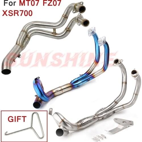 For YAMAHA YZF MT07 FZ07 XSR700 Motorcycle Exhaust Full Systems Motorcross Front Pipe Modify Slip on Stainless Steel MT-07 Tube