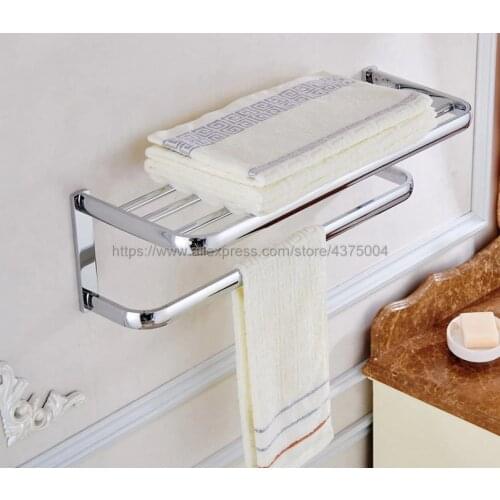 Bathroom Bath Towel Rack Chrome Polishing Quality Wall Mounted Towel Rail Holder Toilet Bar Towel Rack Nba831
