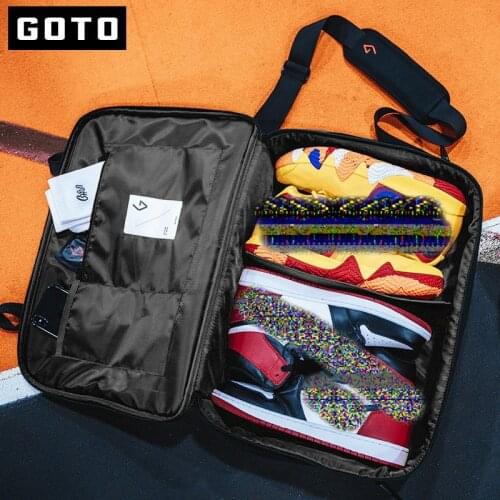 GOTO Classic Black S M L Size Outdoor Sports Waterproof Nylon Gym Hand Bag for Sneaker Shoes Clothes Portable Traveling Storage