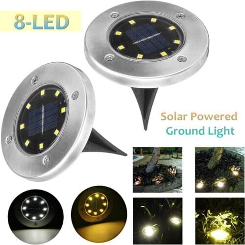 Solar Powered Ground Light Waterproof Garden Pathway Deck Lights With 8 LEDs Solar Lamp for Home Yard Driveway Lawn Road New
