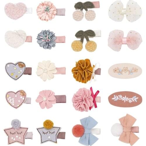 Yundfly 1 PCS Kawaii Toddler Girls Cartoon Hairpins Baby Heart Star Tinny Hair Clip Children Bowknots BB Barrettes