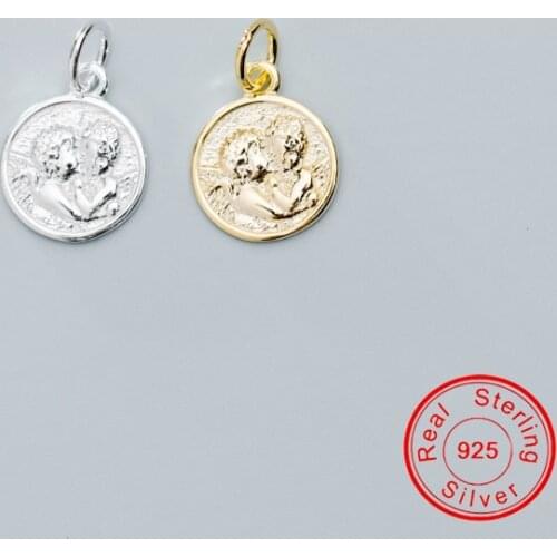 UQBing Silver Color Round Couple Head Coin Charms Jewelry Findings