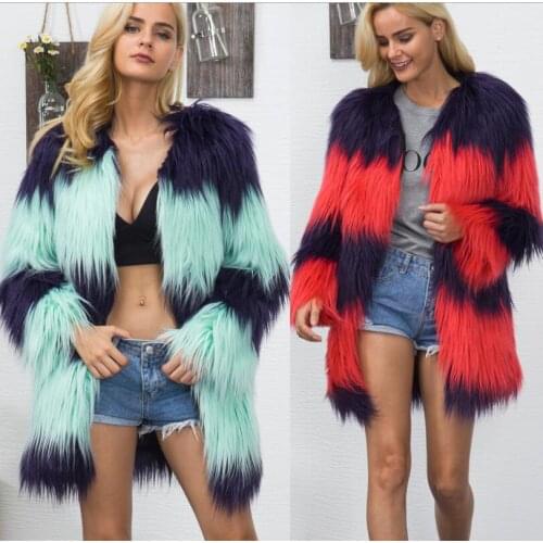 Faux fur coat womens 2019 new hit color Medium and long section section out wear Leisure Faux fur coat parkas tide s-xxxl