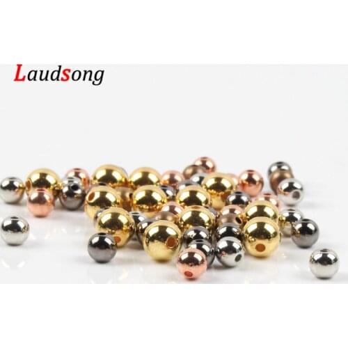 3 4 5 6 8 10 12mm Gold Silver Plated CCB Plastic Beads Round Seed Spacer Beads For Jewelry Making Bracelet DIY Accessories