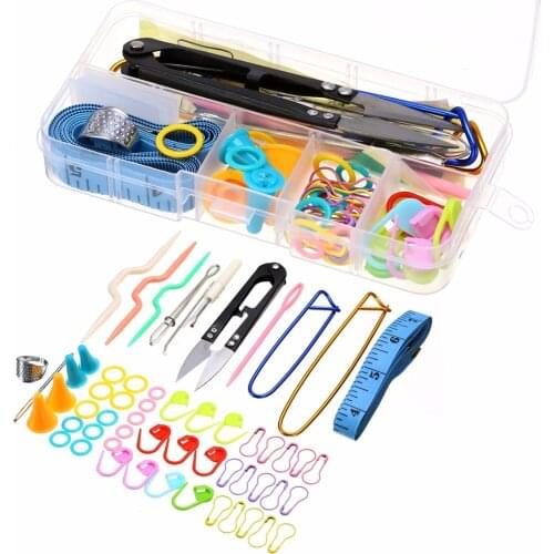 56pcs/set Crochet Hook Knit Yarn Weave Knitting Needle Clip Marker Tool W/Case Crochet Needle Hook Knitting Supplies DIY Tools