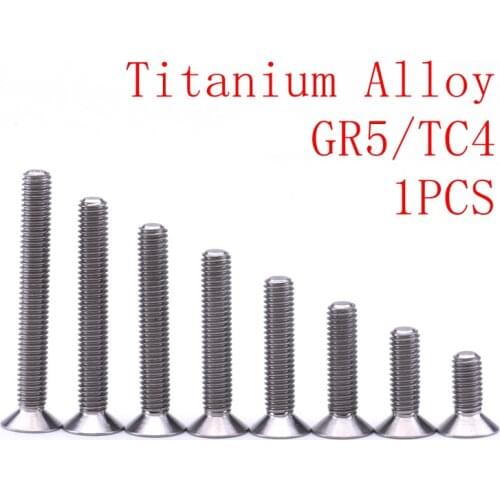 TonKing Titanium Screws GR5/TC4 Fastener Metric Titanium DIN7991 M6 Countersunk head hex bolt 1 pcs