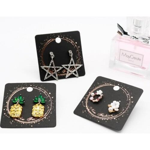 100pcs/lot Kraft Jewelry Card for Earring Black Flower Customize Logo Printing Vintage Classic Hang Tag Jewelry Displays