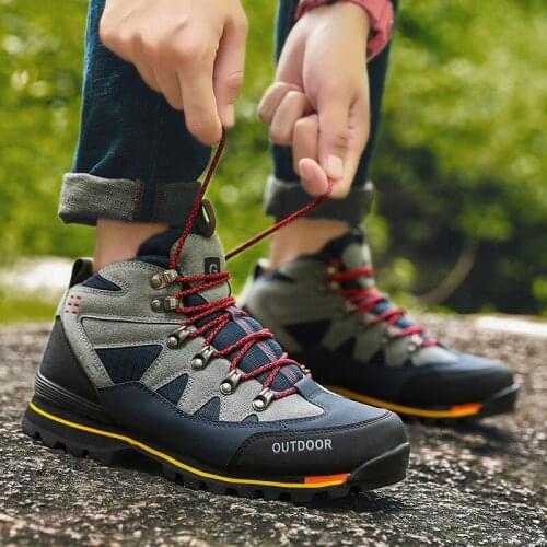 2021 New Men Boots High Top Winter Suede Boots Rubber Combat Ankle Work Safety Shoes Waterproof Mountain Outdoor Sneakers