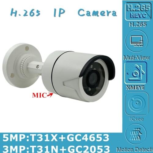 3/5MP Integrate MIC Audio IP Bullet Camera T31N+GC2053 2304*1296 T31X+GC4653 2592*1904 Infrared Motion Detection Onvif Raidator