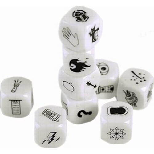 9PCs Dice Telling Story with Sticker Story Dice Game Family Parents Party Funny Imagine Magic Puzzles Kids Educational Toys
