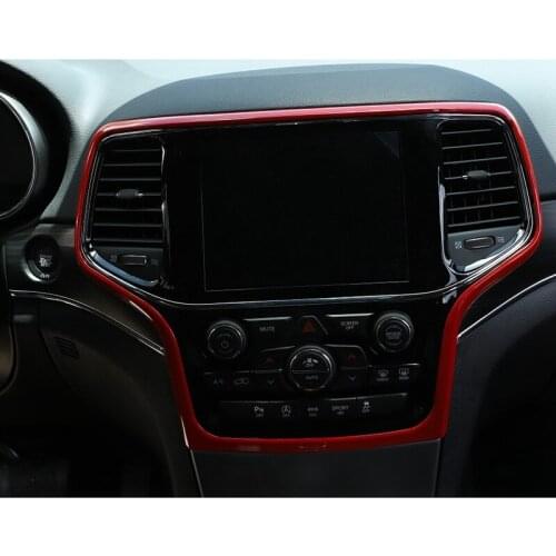 ABS Console GPS Navigation Dashboard AC Panel Cover Trim Fit for Jeep Grand Cherokee 2014-2020 Red