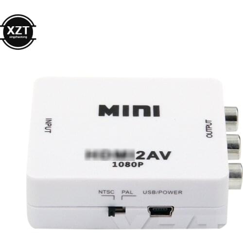 HDMI to AV Scaler Adapter HD Video Converter Box HDMI to RCA AV/CVSB L/R Video 1080P HDMI2AV Support NTSC PAL with Power Cable