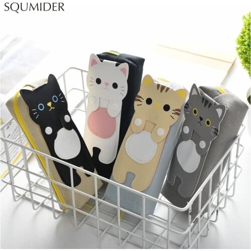 Pencil Case Kawaii Cats Pencilcase Triangle/Quadrangle Stationery School Supplies Pencils Storage Bts Pencil Cases School Supply