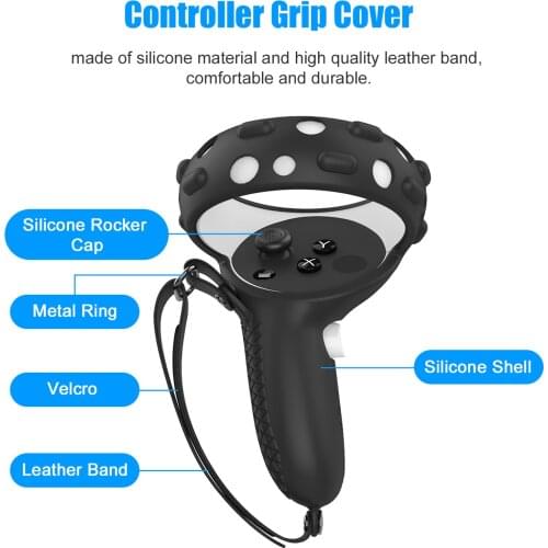 Grip Cover For Oculus Quest 2 VR Controller Handle Case Silicone Full Protective Sleeve With Knuckle Strap For Oculus Quest2 VR