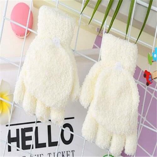 Factory coral fleece winter children pure color flip half refers to the elementar lovely warm ST-048