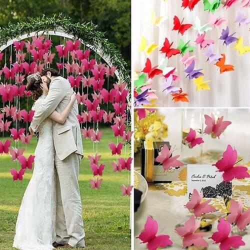 2.7m Butterfly Bunting Paper Hanging Garland Banner kids Baby Shower Wedding Happy Birthday Party Home Decoration Photo Backdrop