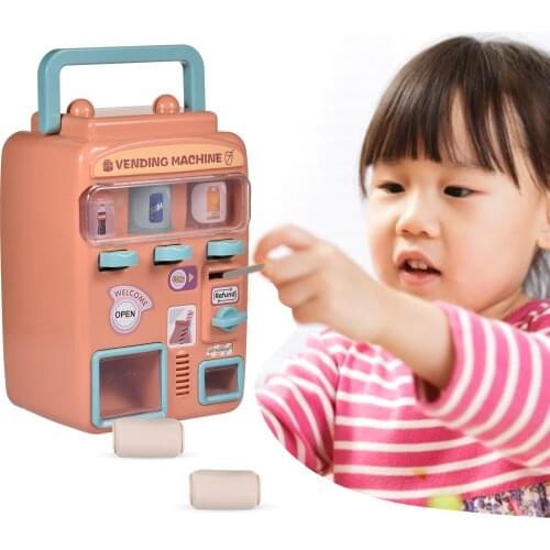 Pretend Play Toy Interactive Simulation Drink Machine Children Small Vending Machine Toys Coin Toy Education Toys