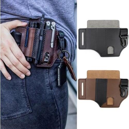 PU Leather Tactical Multifunction Belt Tool EDC Tool Storage Bag Belt Pouches