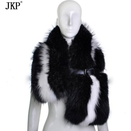 JKP Womens 100% Natural Fox Fur Scarf Fox Fur Collar Scarf Soft Fur Scarf Autumn and Winter Neck Warm Leather Fur Collar