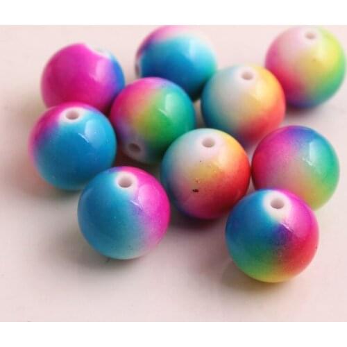 Kwoi vita AAA Quality 100pcs/lot 20mm Colorful Acrylic Rainbow Solid Beads Chunky Acrylic beaded for jewelry making