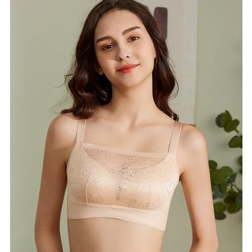 Latex tube top comfortable breathable underwear womens thin plus size bra big and small push up breast holding underwired bra