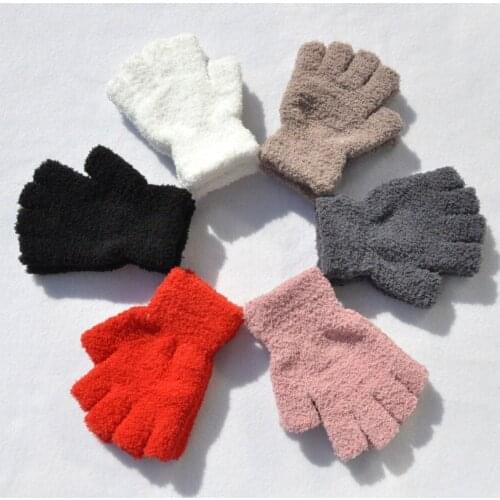 2018 Hot Selling New Women Warm Winter Knitted half Finger Gloves mittens Girl Female Solid Woolen Gloves fancy colors cheap B40