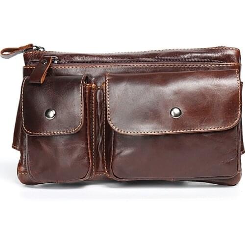 Genuine Leather Men Waist Packs Fanny Pack Belt Bag Phone Pouch Bags Travel Waist Pack Male Small Waist Bag Leather Pouch purse