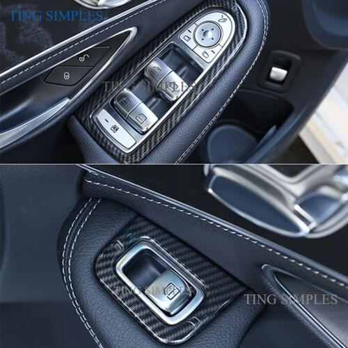 Window lift button switch panel cover Stickers trim For Mercedes Benz C Class W205 GLC X253 Auto Accessories left-hand drive