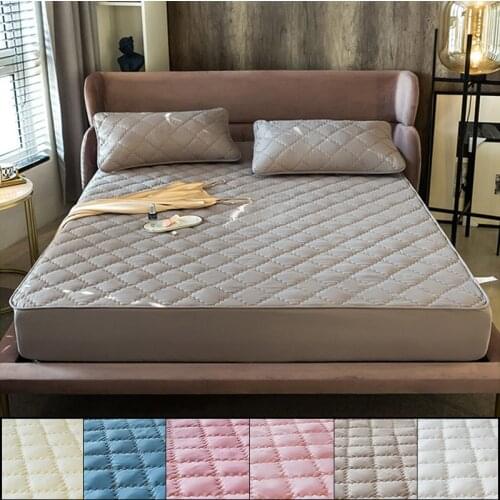 Mattress Pad Cover Bedding Soft Breathable Fluffy Quilted Fitted Cover Stretches Up Bed Cover King Size Machine Washable Home