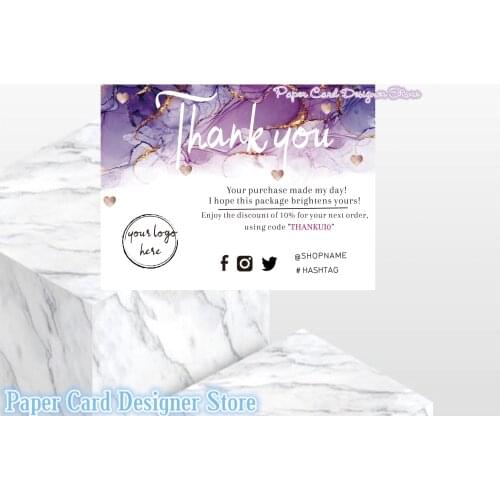 Customize ADD YOUR LOGO Pink Gold Insert Card Template Modern Business Insert card Rosegold Packaging Insert Card