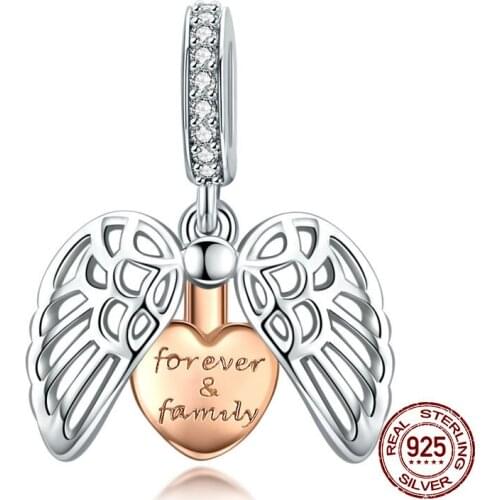 Forever family heart shaped necklace pendant fit bangle & bracelet charm 100% 925 sterling silver jewelry beads DIY making