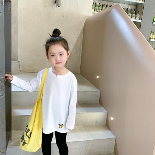 Autumn New Arrival Korean style girls top long sleeve fashion all-match casual long t-shirt for cool cute baby girls