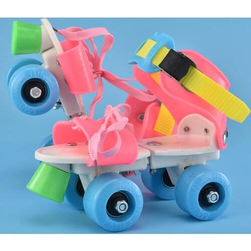 New Adjustable Size Children Roller Skates Double Row 4 Wheels Skating Shoes for Beginner Sliding Slalom Inline Skates Kids Gift