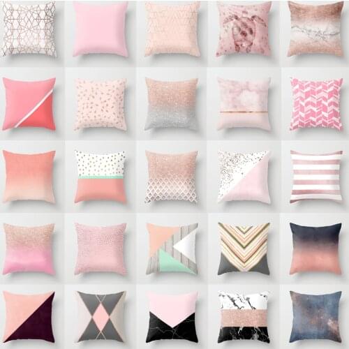 NEW Nordic Geometric Rose Gold Pink Cushion Cases Creative Pillowcase Sofa Bed Seats Cushions Home Decor Cogines Para El Sofa